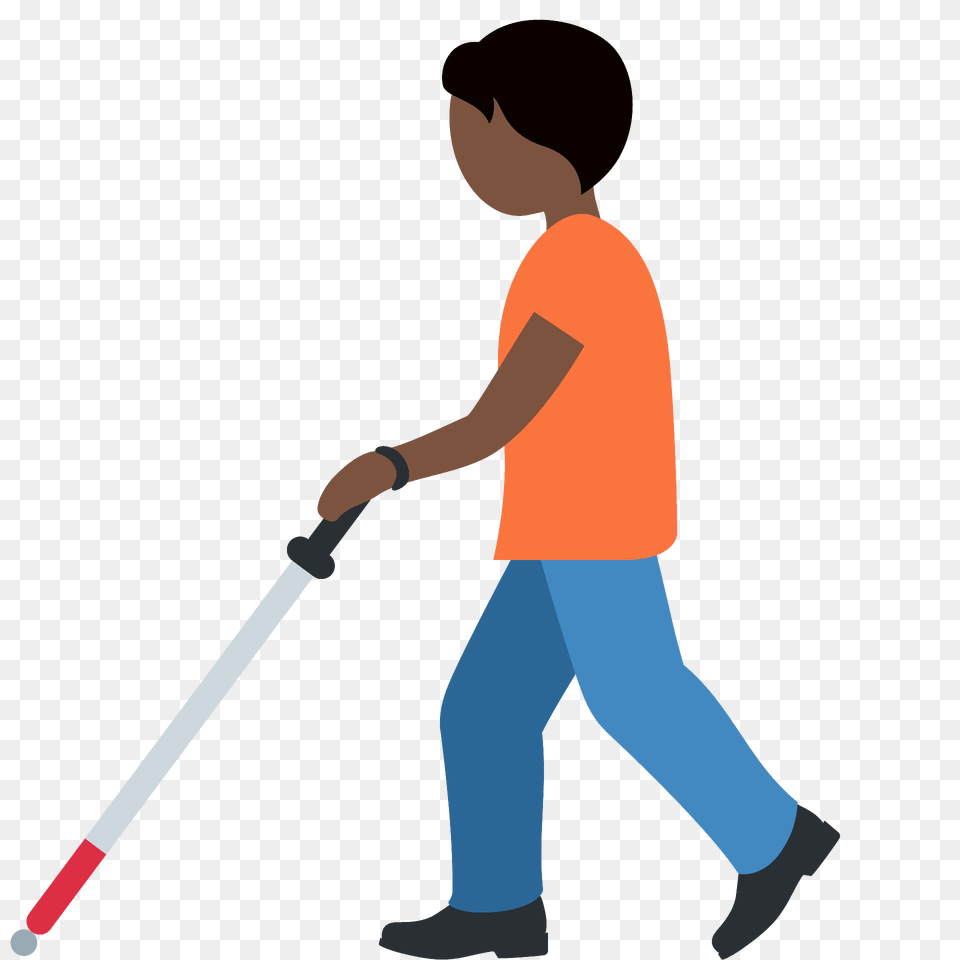Person With White Cane Emoji Clipart, Cleaning, Boy, Child, Male Free Transparent Png