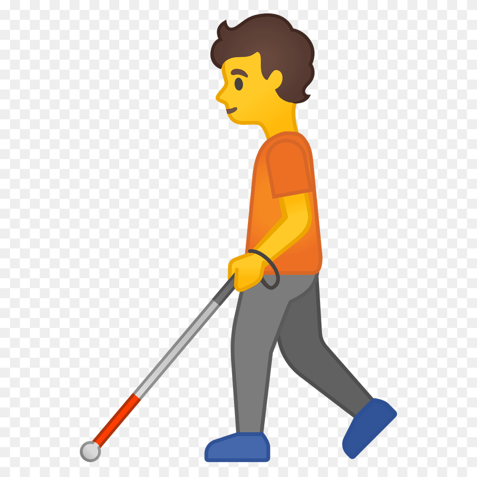 Person With White Cane Emoji Clipart, People, Walking, Cleaning, Boy Free Png Download