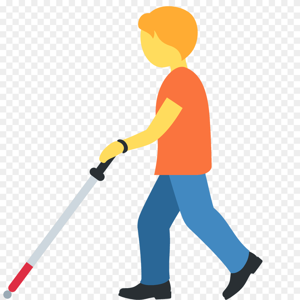 Person With White Cane Emoji Clipart, Cleaning, Boy, Child, Male Free Png Download