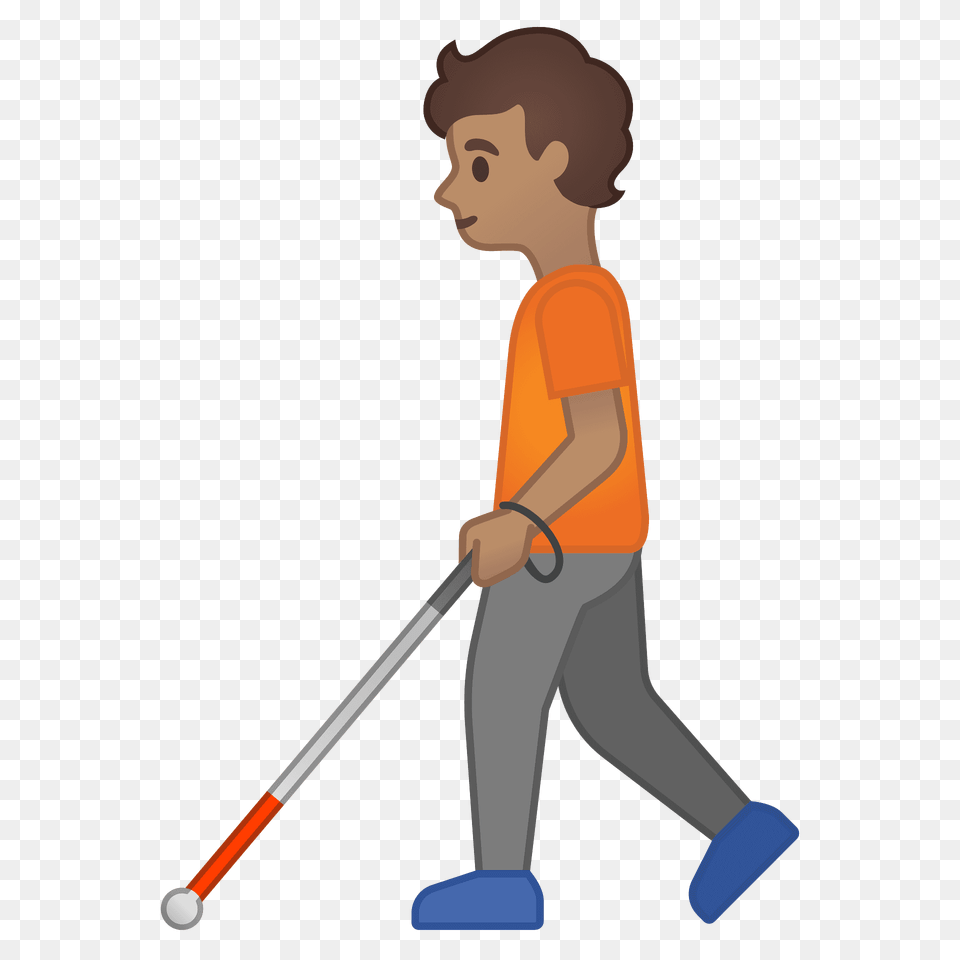 Person With White Cane Emoji Clipart, People, Walking, Cleaning, Boy Free Transparent Png