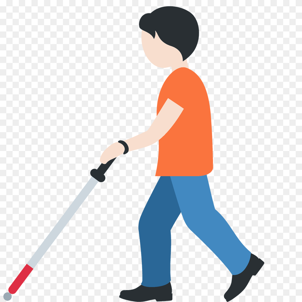 Person With White Cane Emoji Clipart, Cleaning, Boy, Male, Child Free Png