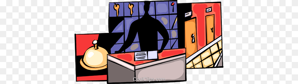 Person Working The Front Desk Of Hotel Royalty Vector Clip, Publication, Book, Adult, Male Free Transparent Png