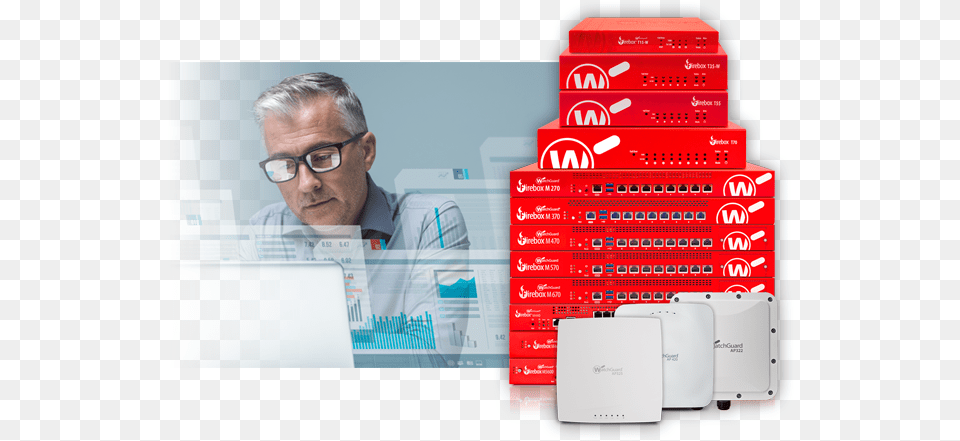 Persona Sentada Frente A Una Computadora Cerca De Una Watchguard Firebox M470 High Availability Firewall, Adult, Male, Man, Person Free Png Download