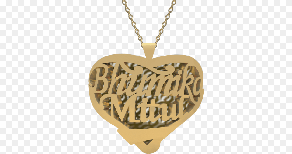 Personalised Couple Heart Name Necklace Opjc08 Mithun Name Chain, Accessories, Jewelry, Pendant, Chandelier Png Image