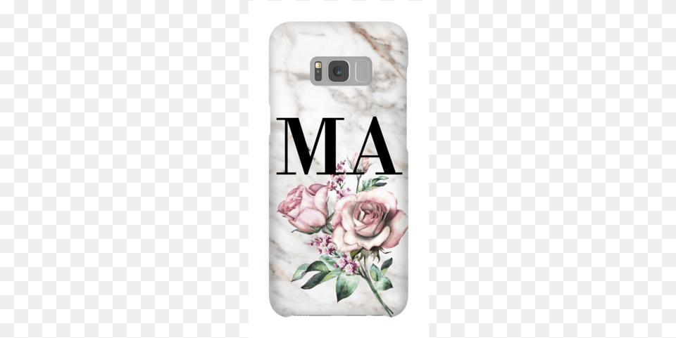 Personalised Floral Rose X Marble Initials Samsung Samsung Galaxy, Flower, Plant, Electronics, Phone Free Png Download