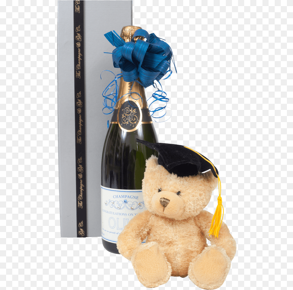 Personalised Graduation Champagne Gift Set Champagne, Teddy Bear, Toy, Bottle, Alcohol Free Png Download