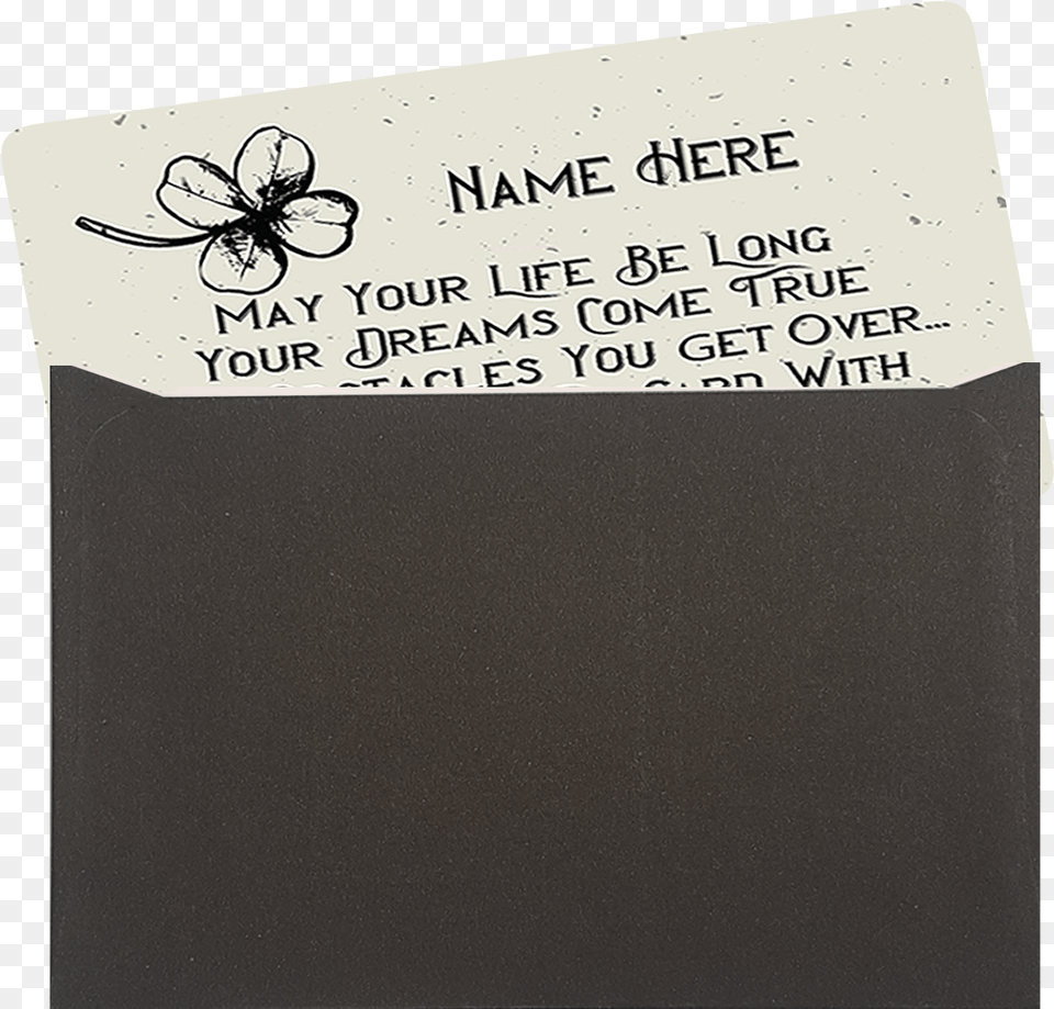 Personalised Keepsake Gift Four Leafed Clover Metal Wallet Card Add Name Paper, Text, Animal, Invertebrate, Spider Free Png