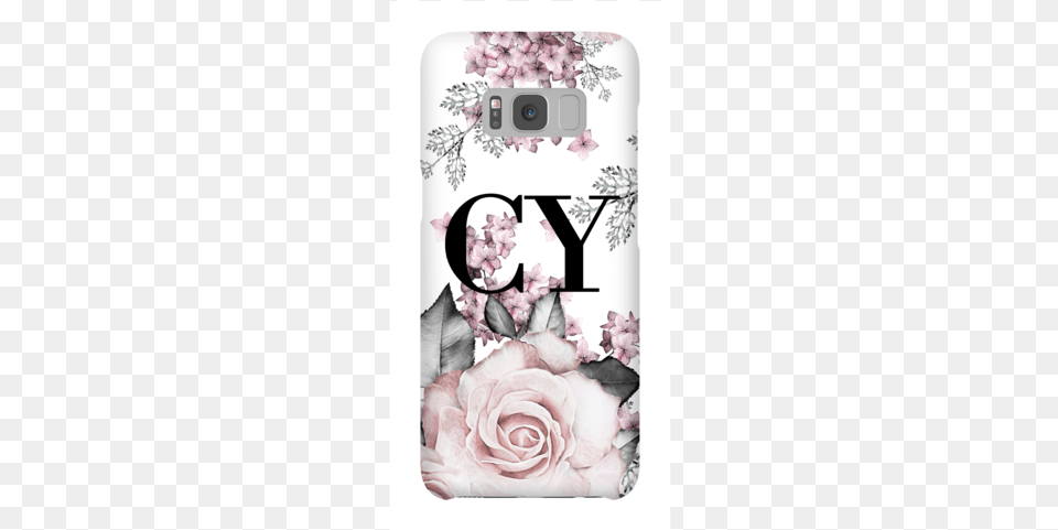 Personalised Pink Floral Rose Initials Samsung Galaxy Mobile Phone, Flower, Plant, Electronics, Mobile Phone Free Png