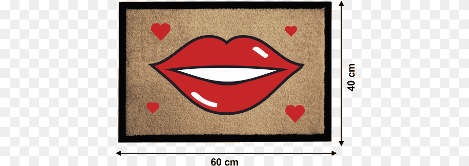 Personalised Printed Doormat 60 X 40 Cm With Printing Red Lips Lip Print, Mat Free Png