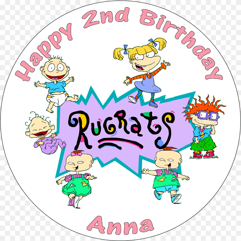 Personalised Round Birthday Cake Topper Rugrats Characters, Baby, Person, Book, Comics Free Png Download