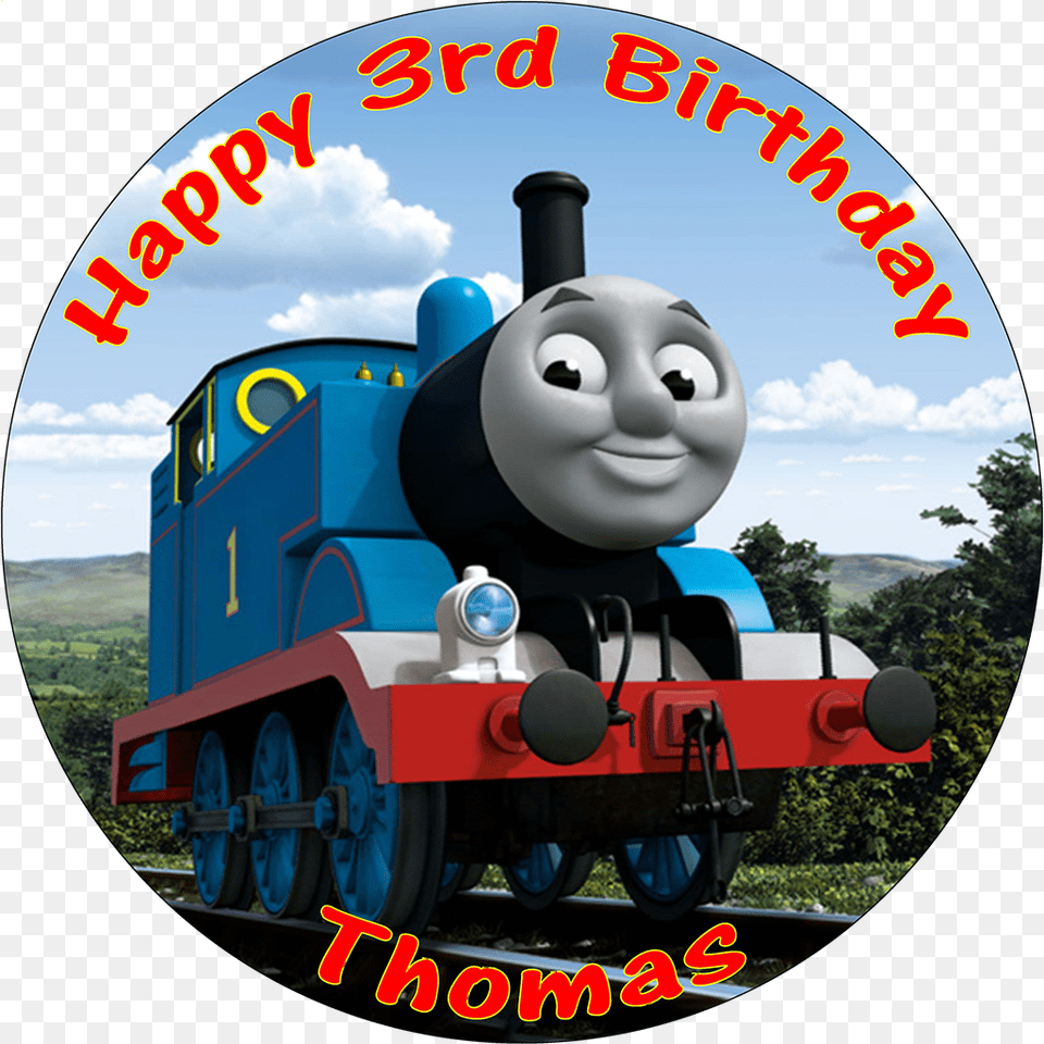 Personalised Thomas And Friends Edible Printed Round Thomas And Friends Birthday, Vehicle, Transportation, Locomotive, Train Png