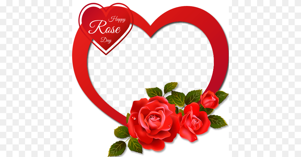 Personalize Happy Rose Day Heart Shape Frame With Your Photo, Flower, Plant, Petal, Leaf Free Png Download