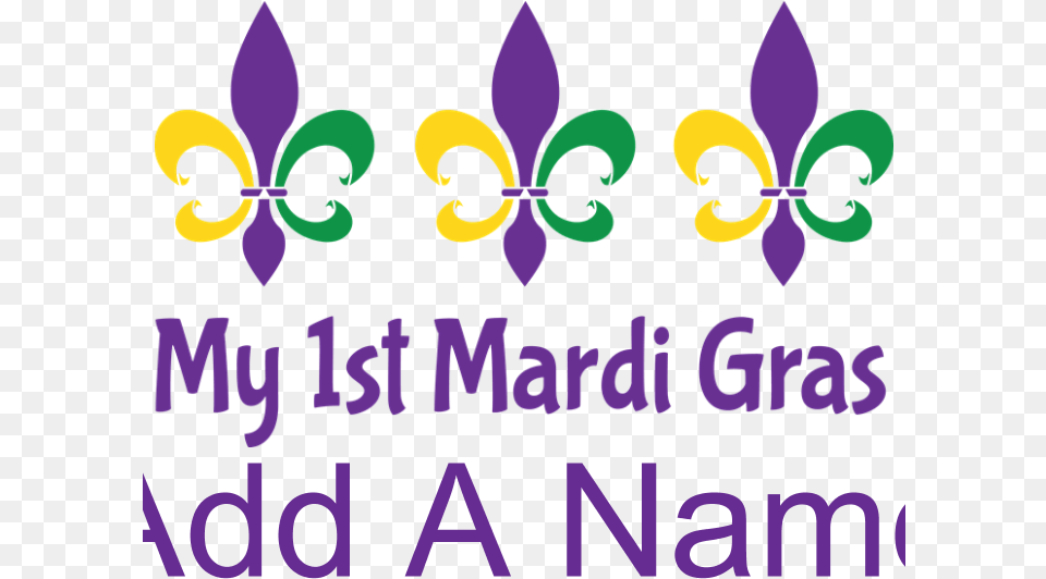 Personalized 1st Mardi Gras Body Suit Graphic Design, Purple, Text, Carnival, Crowd Free Png