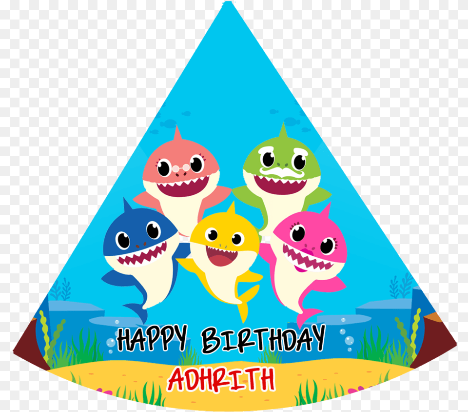 Personalized Baby Shark Birthday Party Caps Hats 10pcs Painel Baby Shark, Clothing, Hat, Triangle, Person Free Png