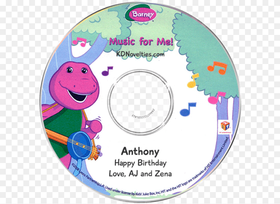 Personalized Barney Music For Me Cd Barney Music For Me, Disk, Dvd Png Image