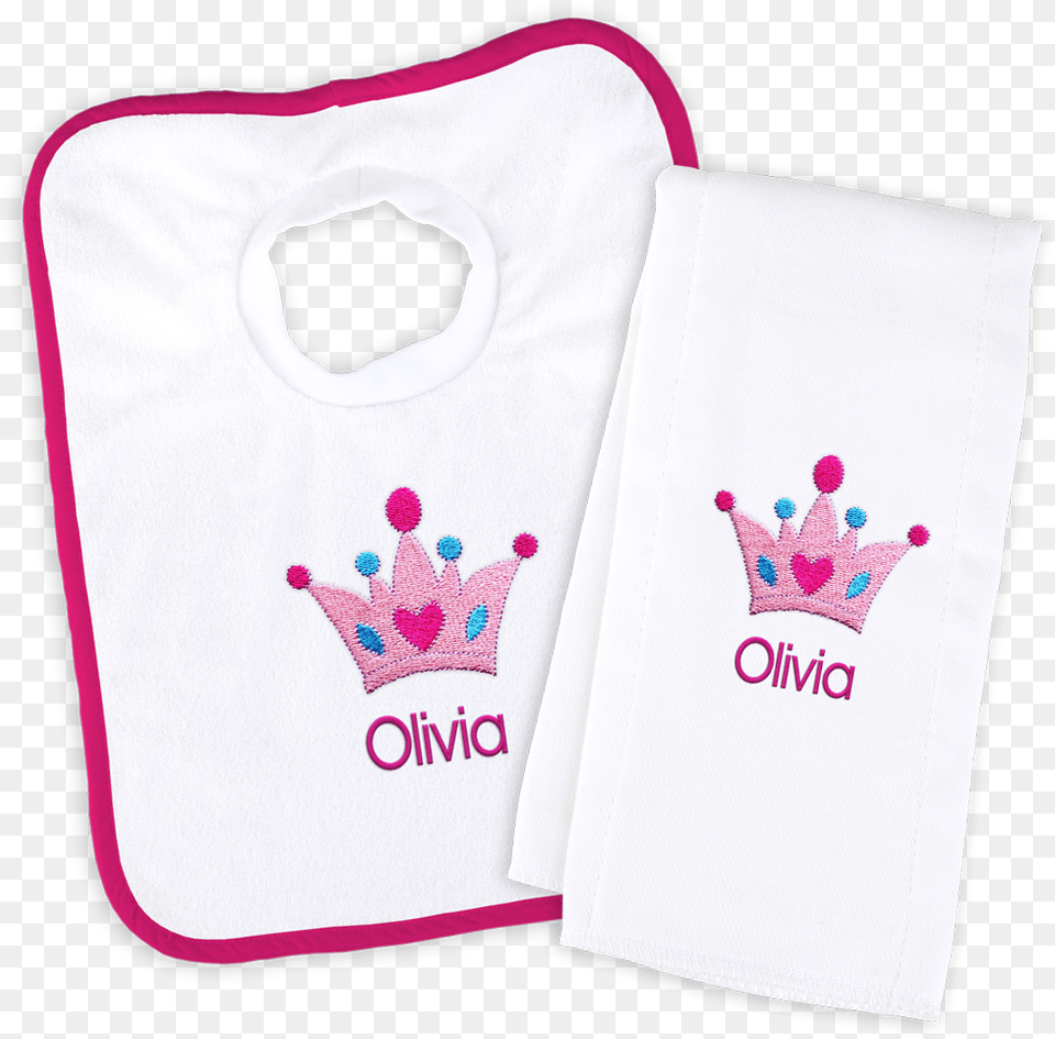 Personalized Bib And Burp Cloth Set With Crown Paper Bag, Person, Accessories, Handbag Free Png