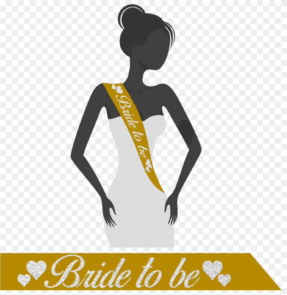 Personalized Bride To Be Sash Gold Amp Silver Girl Made Of Butterflies, Adult, Female, Person, Woman Free Png Download