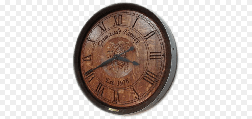 Personalized Carved Barrel Head Clock Grapes, Wall Clock, Analog Clock Png Image