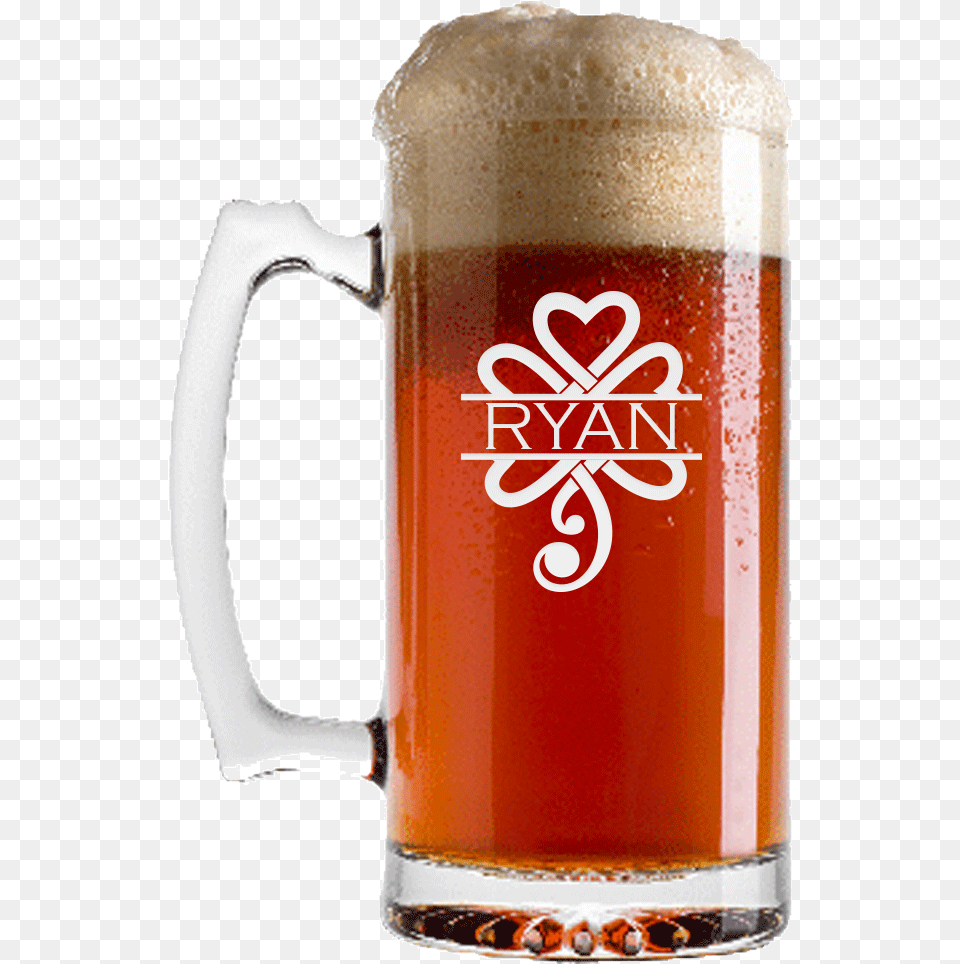 Personalized Celtic Shamrock Beer Glass With Handle Guinness, Alcohol, Beverage, Cup, Beer Glass Free Transparent Png