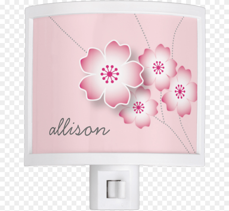 Personalized Cherry Blossom Nite Light Floral Design, Lamp, Flower, Plant, Lampshade Png Image