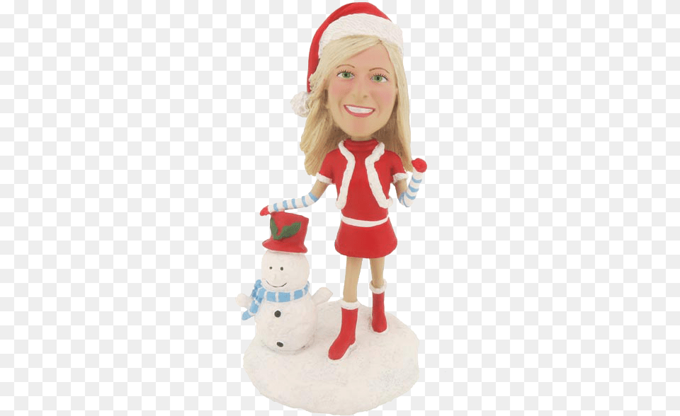 Personalized Christmas Girl Bobble Head Christmas Bobblehead, Nature, Outdoors, Winter, Snow Png Image
