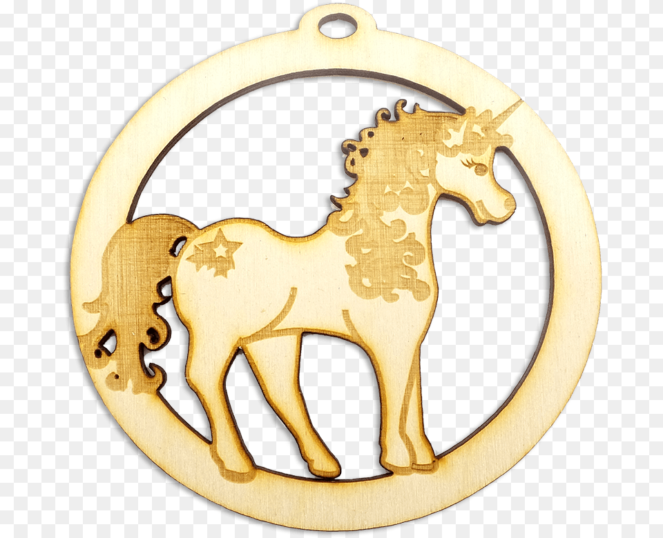 Personalized Cute Unicorn Ornament Pendant, Gold, Animal, Horse, Mammal Png Image