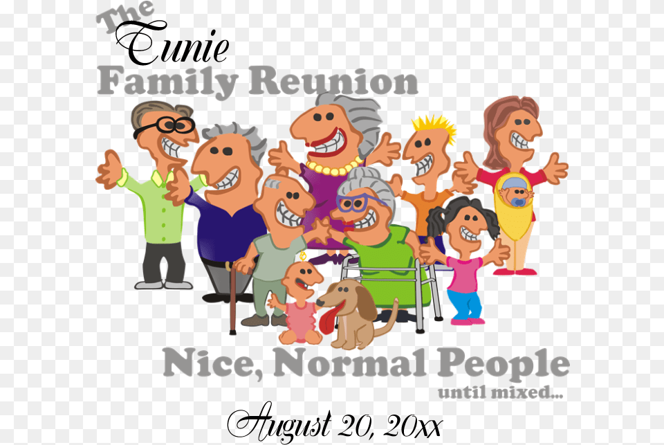 Personalized Family Reunion Funny Cartoon Postcard Funny Family Reunion Clip Art, Publication, Book, Comics, Person Free Transparent Png