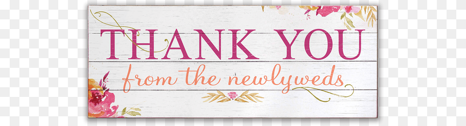 Personalized Floral Wedding Thank You Sign Greeting Card, Text, Handwriting Png