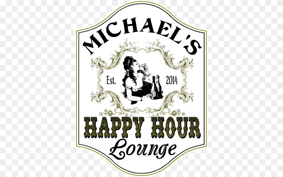 Personalized Happy Hour Lounge Wood Sign Personalized Tasting Room Vintage Style Sign, Adult, Wedding, Person, Woman Free Png Download