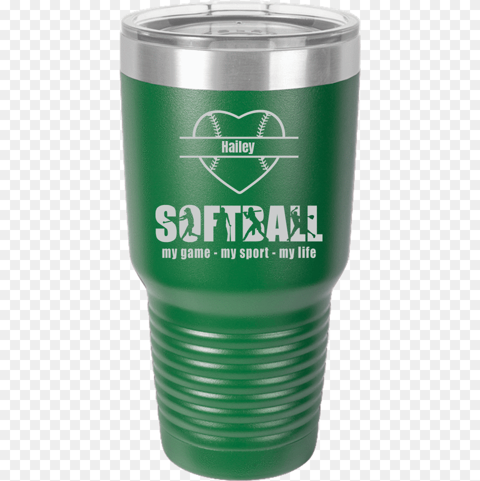 Personalized Heart Softball Tumbler Tumbler, Steel, Can, Tin, Person Free Png Download