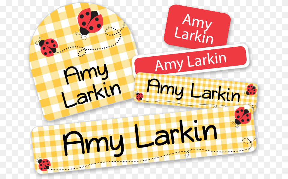 Personalized Ladybug Labels For School, Text Free Png
