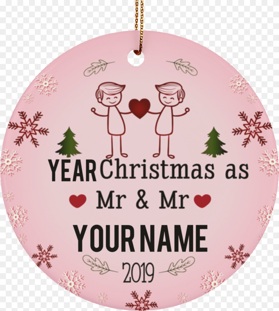 Personalized Lgbt Pride Mr And Mr Ceramic Circle Christmas Quotes, Accessories, Baby, Person, People Free Png