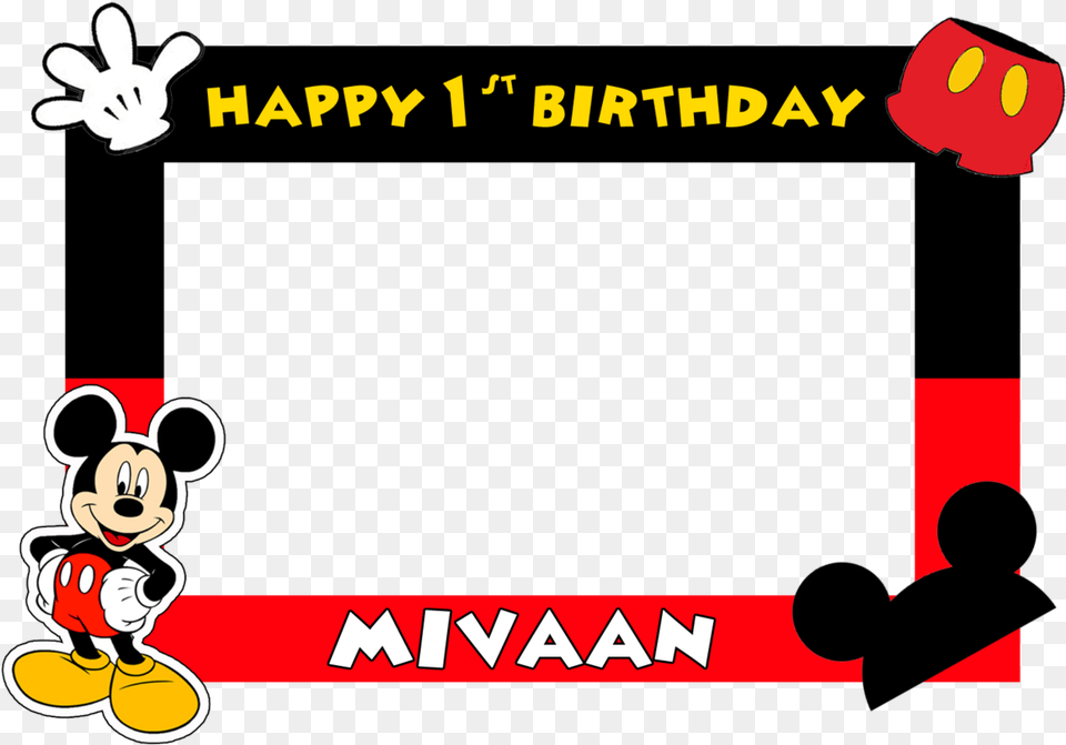 Personalized Mickey Mouse Birthday Selfie Frame Photo Booth Frame Minnie Mouse Free Transparent Png