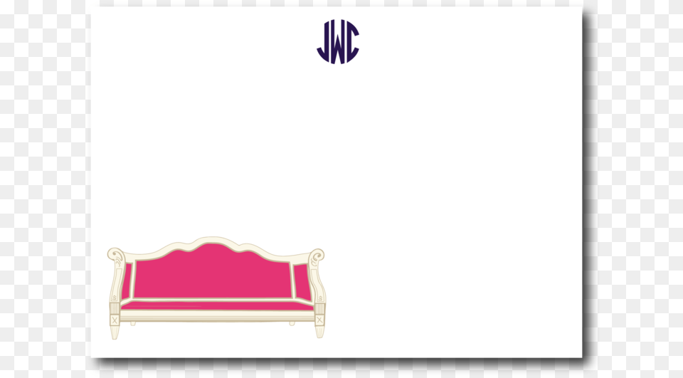 Personalized Notecards 3 Letter Mono Pink Sofa Notecard Couch, Furniture, Bench, Cushion, Home Decor Png Image