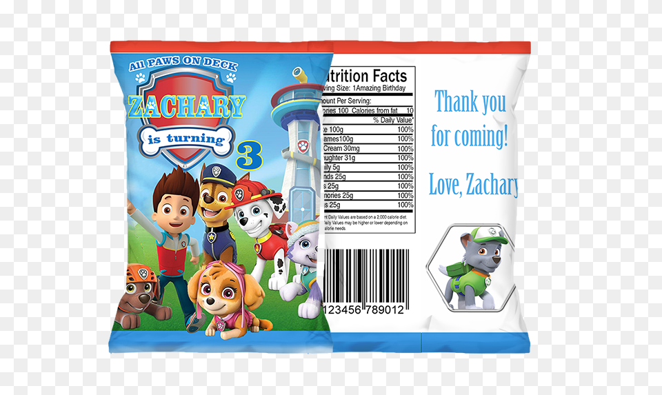 Personalized Paw Patrol Chip Bags Cartoon, Baby, Person, Face, Head Free Transparent Png