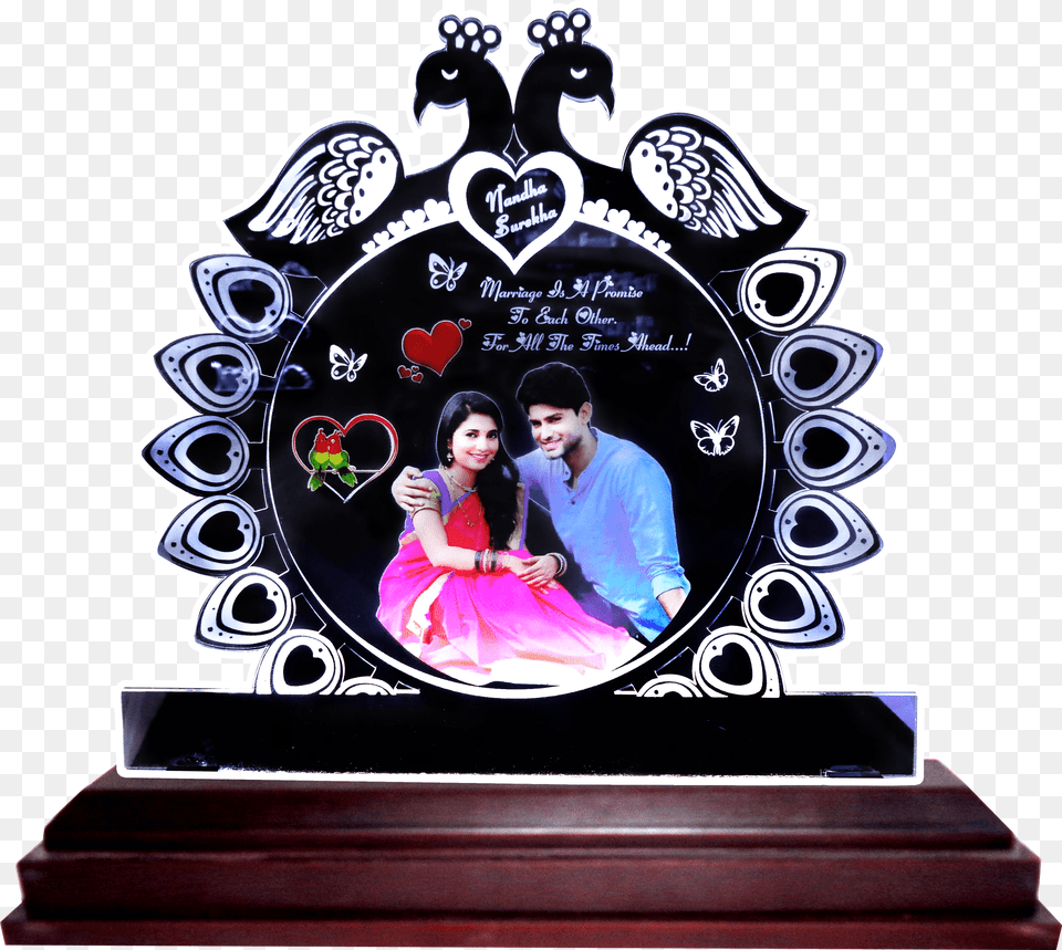 Personalized Peacock Acrylic Color Photo Frame Picture Frame, Woman, Wedding, Person, Man Free Png