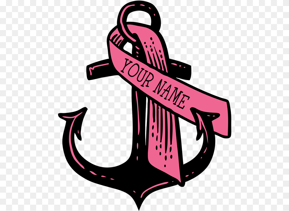 Personalized Pink Ribbon Anchor Mousepad By Admin Cp3269 Personalized Pink Ribbon Anchor Round Ornament, Clothing, Hat, Dynamite, Weapon Png Image