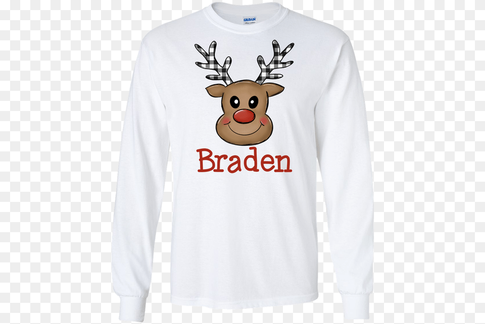 Personalized Plaid Antlers Reindeer Face Graphic T Shirt, Clothing, Long Sleeve, Sleeve, T-shirt Free Png Download