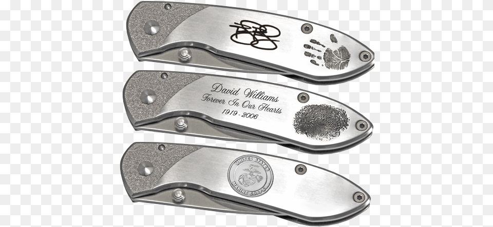 Personalized Pocket Knife Fingerprint Memorial Jewelry Stainless Steel Pocket, Blade, Weapon Free Png