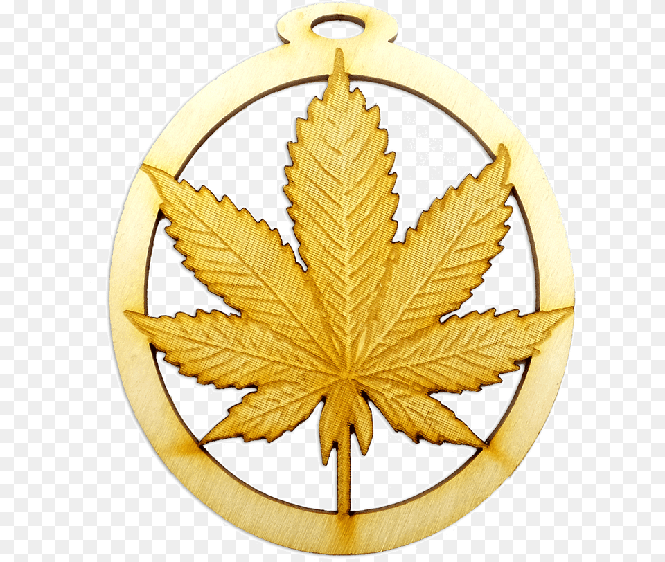 Personalized Pot Leaf Ornament Emblem, Plant, Gold Free Png