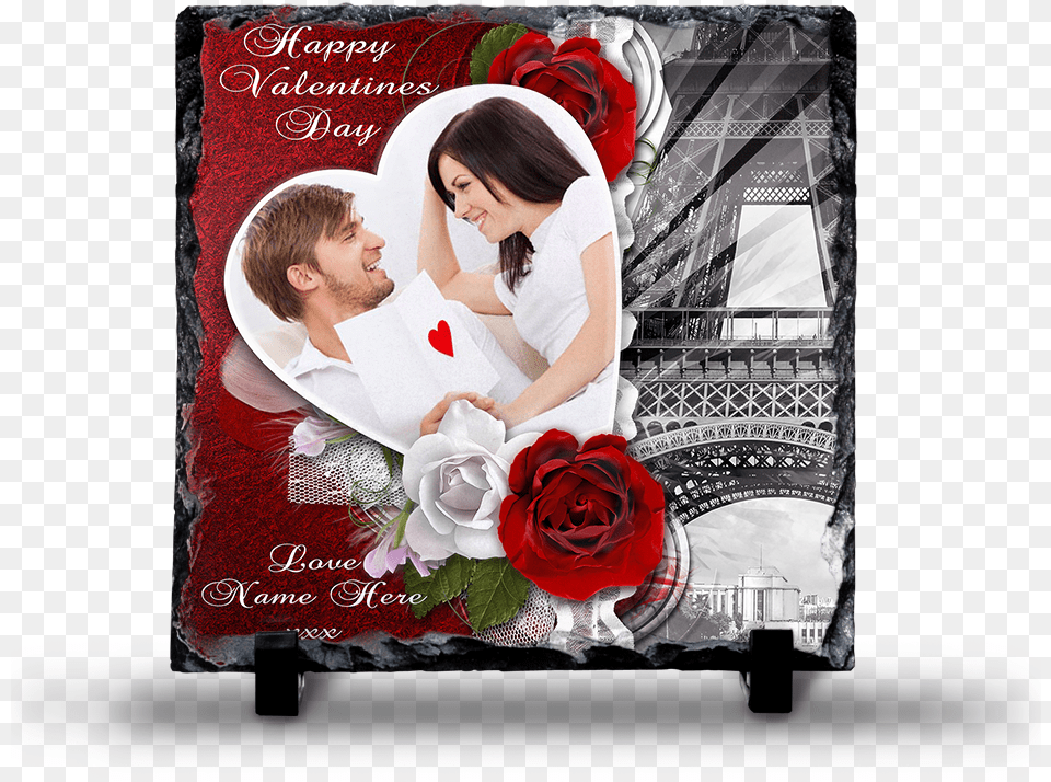 Personalized Valentine39s Day Photo Slate Kate Posh Our First Valentine39s Day Engraved Natural, Rose, Plant, Flower, Adult Free Transparent Png