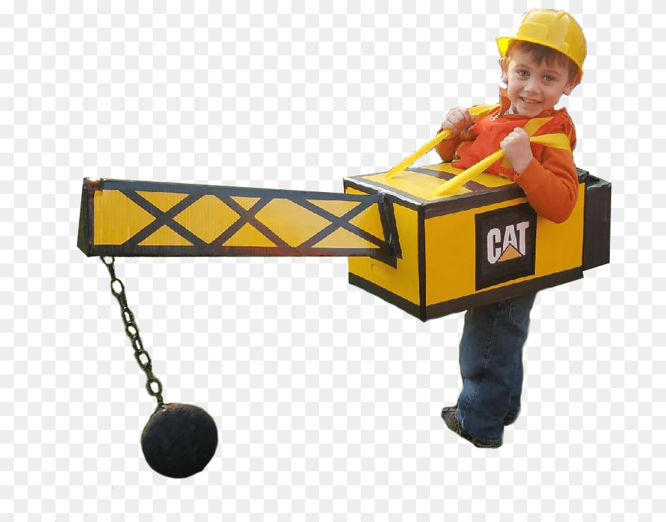 Personkid In A Wrecking Ball Costume Wrecking Ball Truck Costume, Helmet, Clothing, Hardhat, Person Free Png