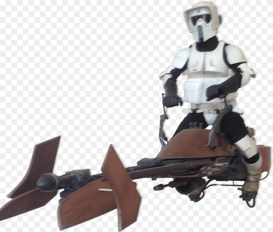 Personmore Star Wars Scout Trooper Amp Speeder Bike Speeder Bike Star Wars Transparent, Adult, Female, Person, Woman Png Image