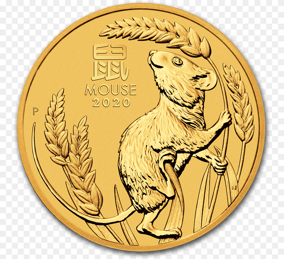 Perth Mint 1oz Lunar 2020 Year Of The Mouse Gold Coin Gold Coin Mouse, Animal, Bird, Money Free Png Download