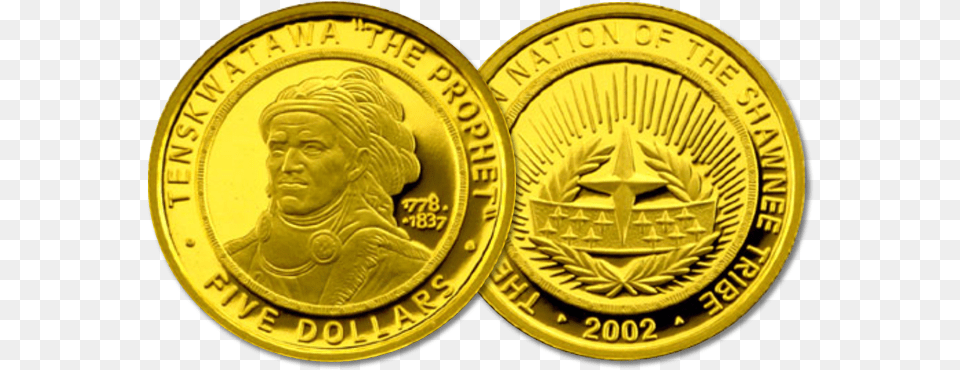 Perth Mint 2002 Shawnee Nation Proof Gold Coin Indian Gold Coins, Person, Adult, Man, Male Free Transparent Png