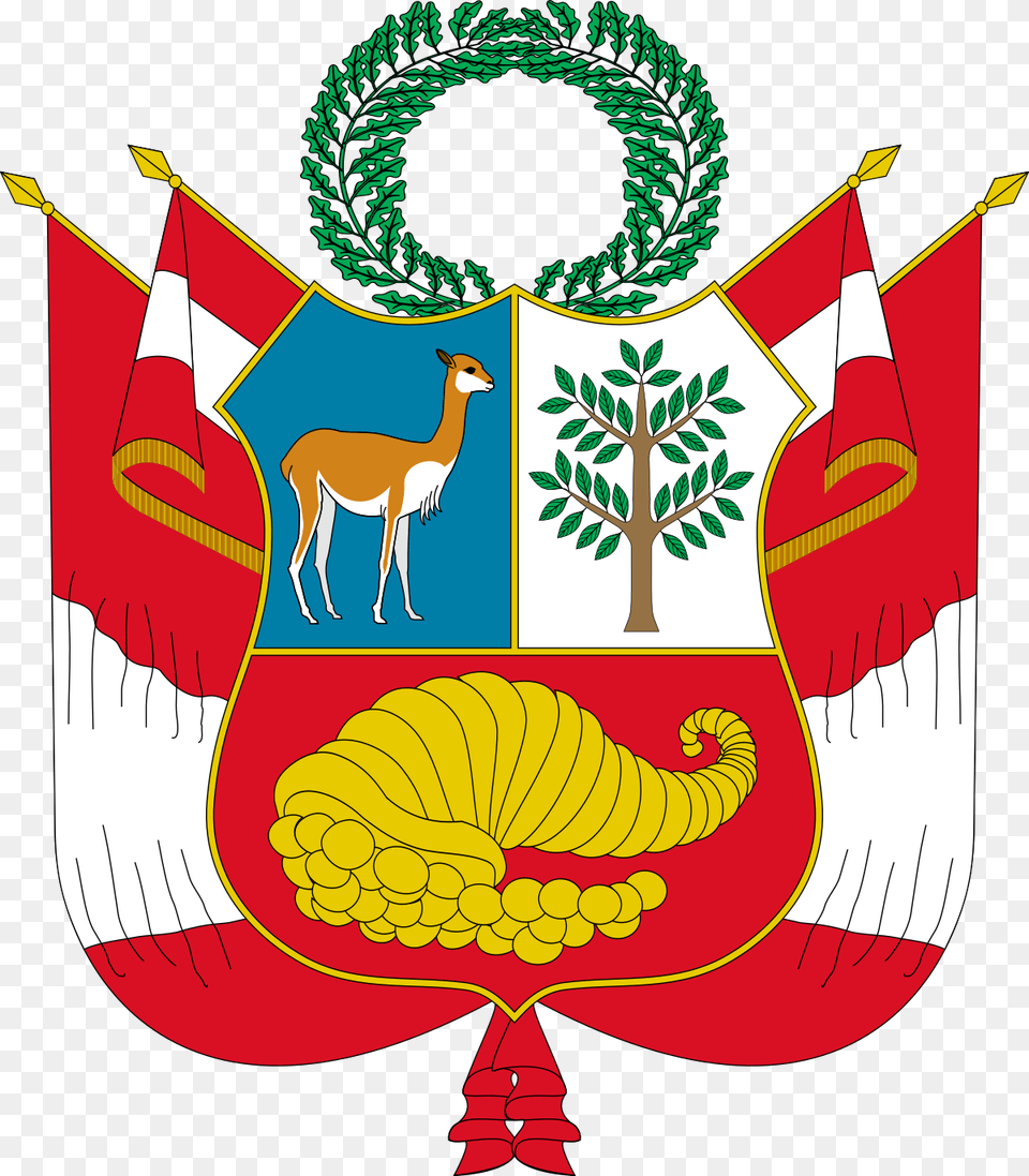 Peru Coat Of Arms, Emblem, Symbol, Animal, Antelope Free Transparent Png