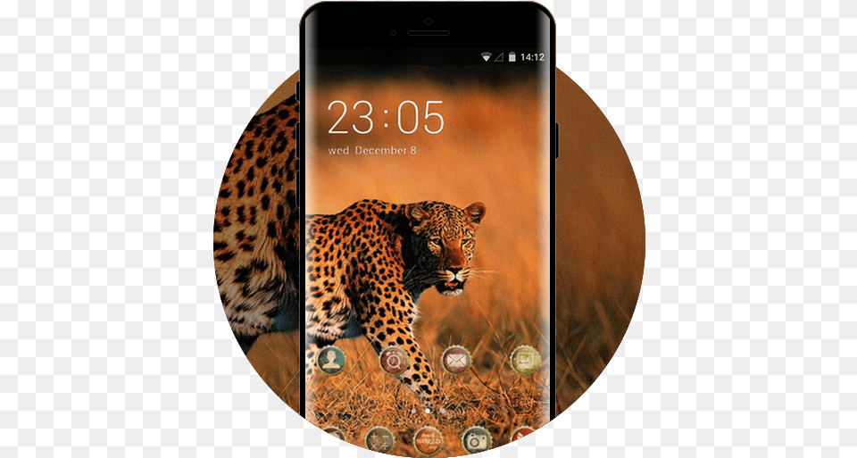 Pet Animal Theme Leopard Walking Grass Wallpaper Smartphone, Electronics, Phone, Mobile Phone, Mammal Free Transparent Png