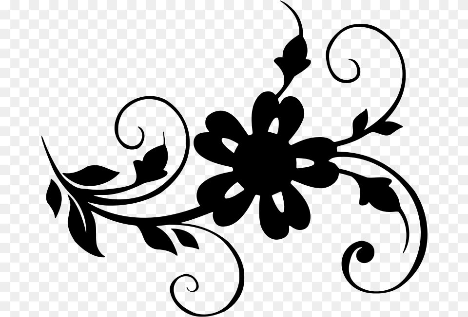 Petal Leaf Floral Design Clip Art, Gray Png