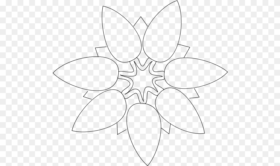 Petals Flower Outline Illustration Outline 7 Petal Flower, Gray Free Png