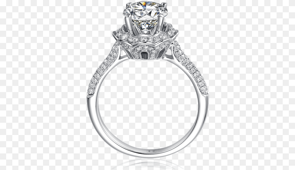 Petals Halo Engagement Ring, Accessories, Jewelry, Silver, Diamond Free Png